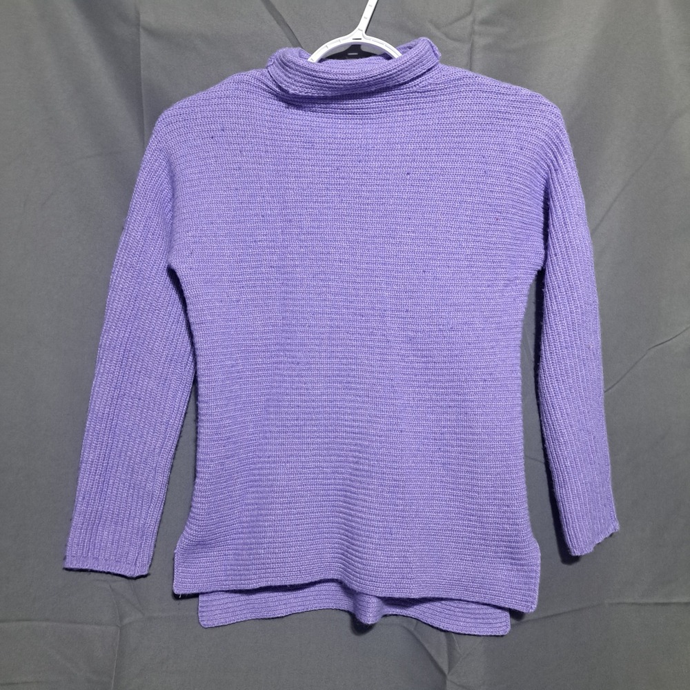Bartolini SMALL Wool Cashmere Turtleneck Sweater‎ Purple Ribbed Made in Italy